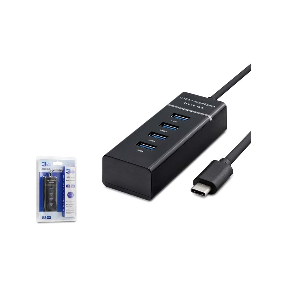 Hadron HDX7045 Type-C 3.1 - 1xusb 3.0 + 3xusb 2.0 Type-C Çoklayıcı - Siyah
