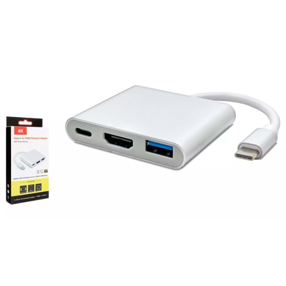 Hadron HDX7764 Type-C Hdtv Combo Hdmi 4K 30Hz + Type-C + Usb3.0 3in1 Gri