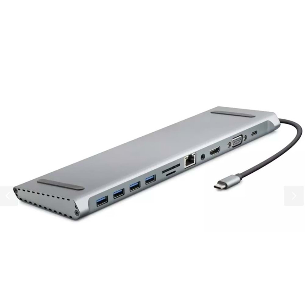 Hadron HDX7854 Type-C Hdtv Combo Type-C + Hdmi 4K 30Hz + 4*Usb3.0 + Vga + Audio + Lan + Tf + Sd 11in1 Gri