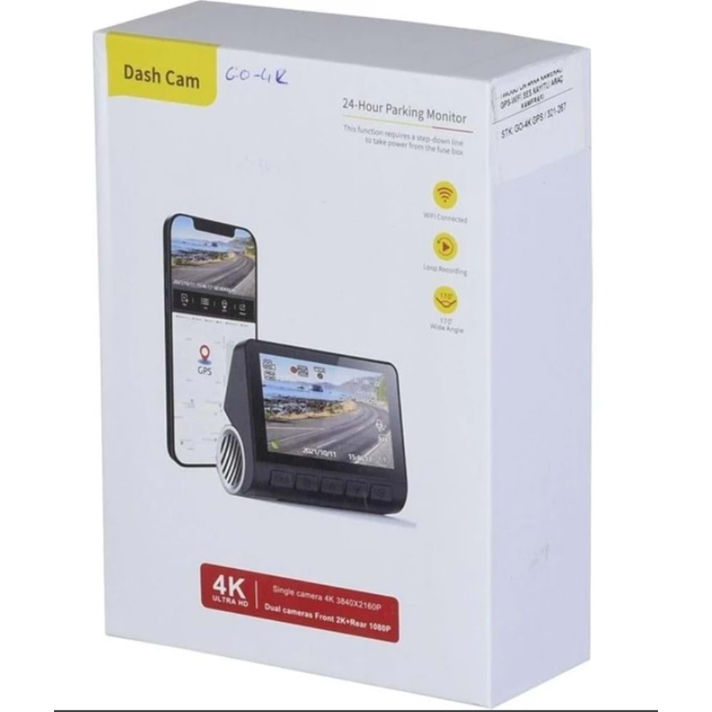 Twogo GO-4K Gps Wi-Fi Araç Dvr Kayıt Kamerası
