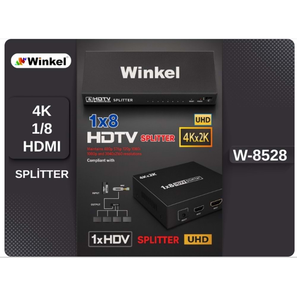 Winkel W-8528 1/8 4K Hdmı Splitter Dağıtıcı Winkel W-8528 1/8 4K Hdmı Splitter Dağıtıcı