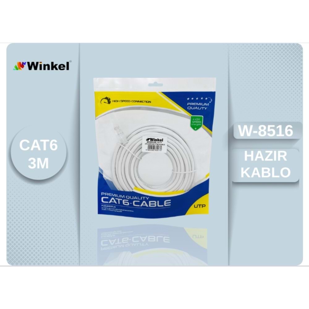 Winkel W-8516 3 Metre Beyaz Cat6 Kablo Winkel W-8516 3 Metre Beyaz Cat6 Kablo