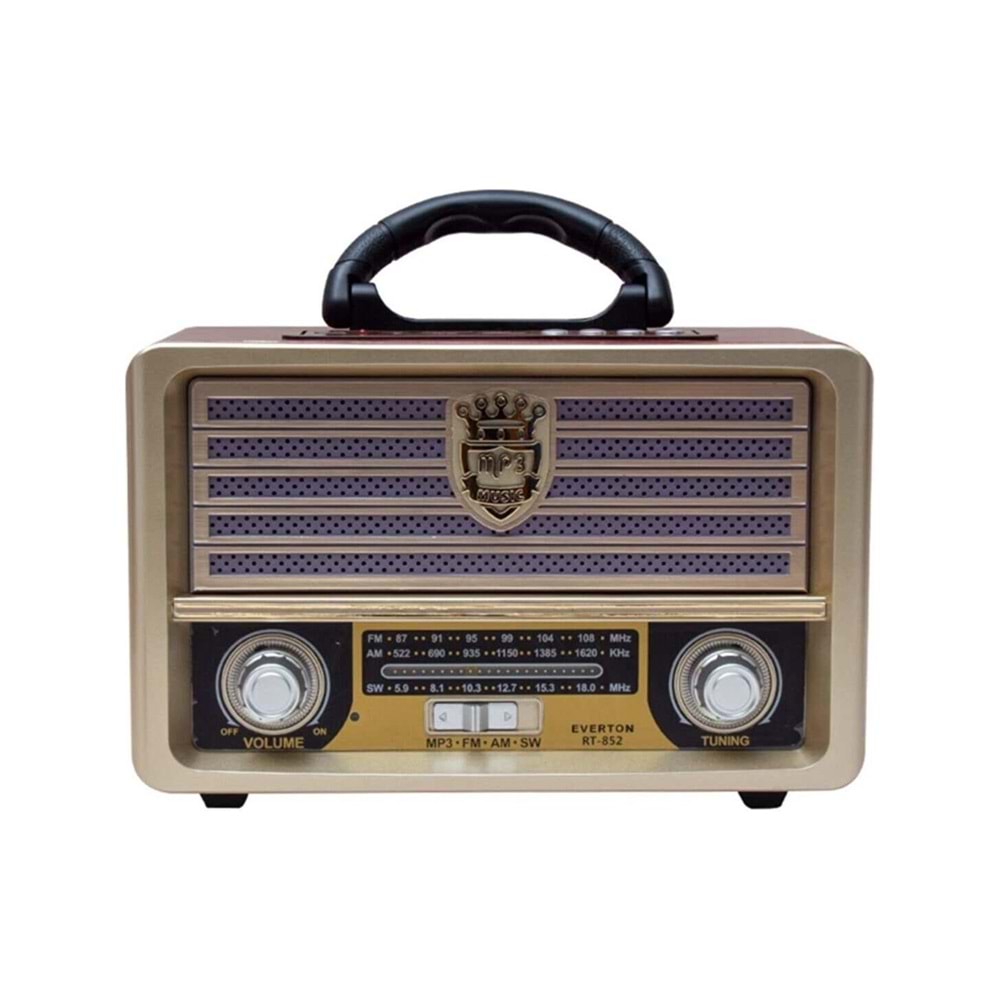 Everton RT-569 Bluetooth Fm-Usb-Tf-Aux Güneş Enerjili Şarjlı Nostaljik Radyo
