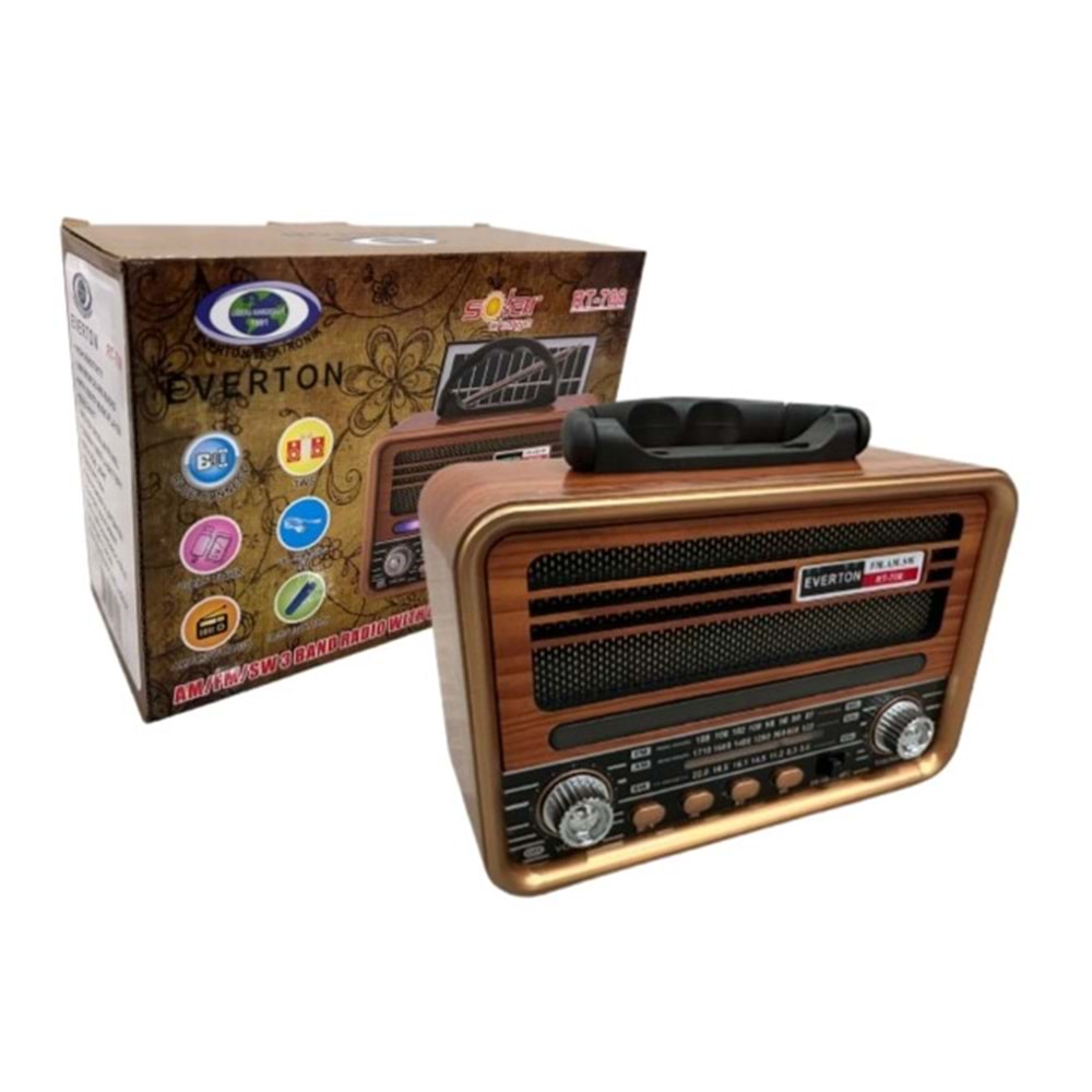 Everton RT-708 Solar Şarjlı USB/SD Kart Girişli TWS Destekli 3 Bant Radyo