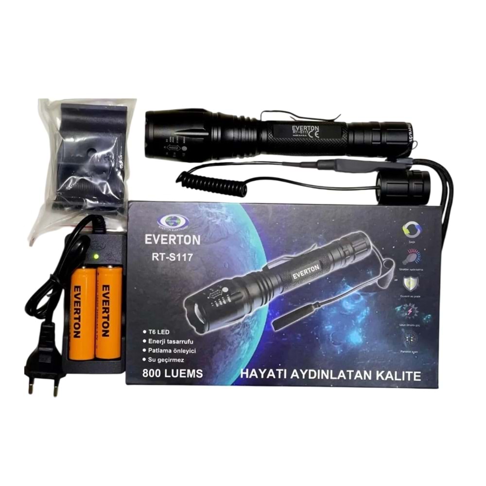 Everton RT-S117 800 Luems Su Geçirmez Tüfek Feneri