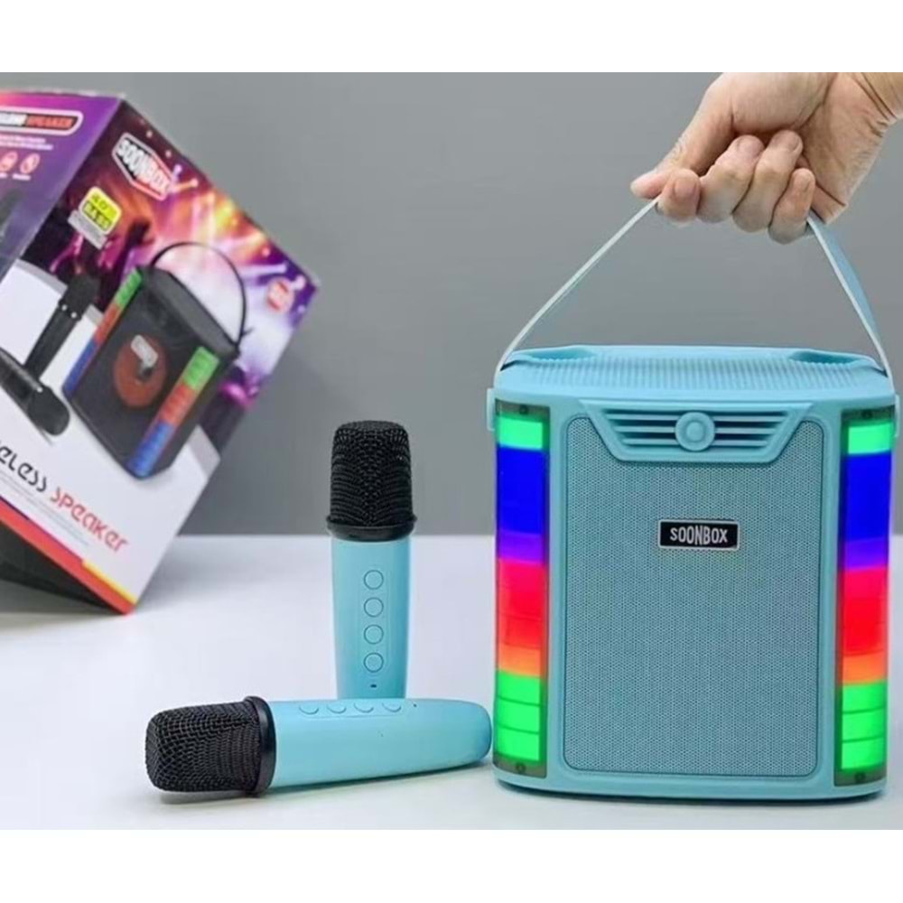 Rose SP-614 Çift Mikrofonlu Karaoke Taşınabilir Bluetooth Hoparlör