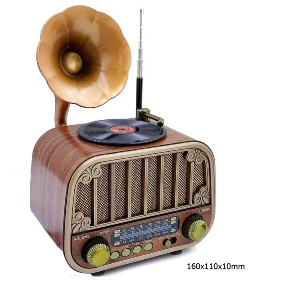 Rose SP-428 Bass Bt Fm Usb Sd Nostaljik Gramofon