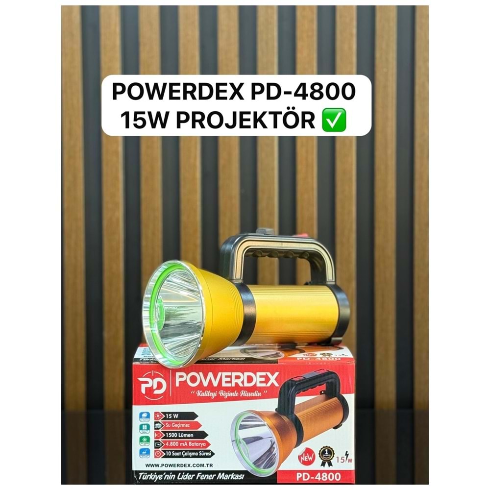 Powerdex PD-4800 15W 1500 LMN Güçlü Şarjlı Projektör Lamba