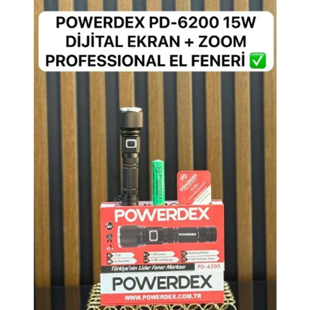 Powerdex PD-6200 15 Watt 1500 Lümen Profesyonel El Feneri