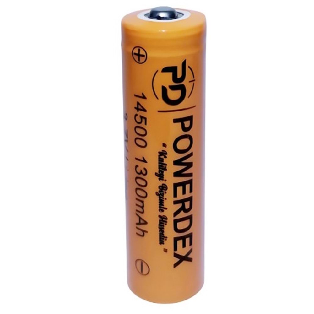 Powerdex 3.7 Volt 1300 Mah IFR 14500 Şarj Edilebilir Pil - 2 Li Paket Halinde