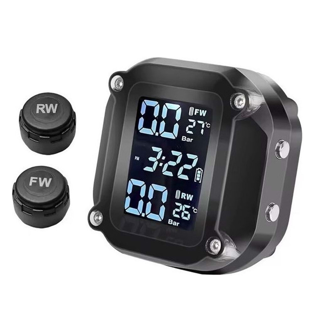 Powermaster PM-28656 Motosiklet Kablosuz Lastik Basınç ve Sıcaklık İzleme Sistemi (TPMS)