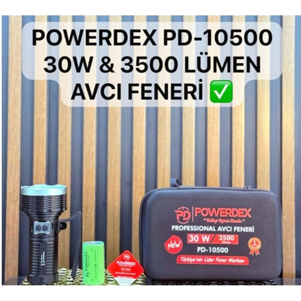 Powerdex PD-10500 30 Watt 3500 Lümen Profesyonel Şarjlı El Feneri