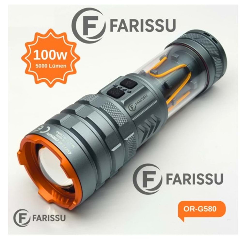 Gold Orion OR-G580 100W 5000 Lümen 8800 mAh Powerbank Şarj Edilebilir Çok Fonksiyonlu El Feneri