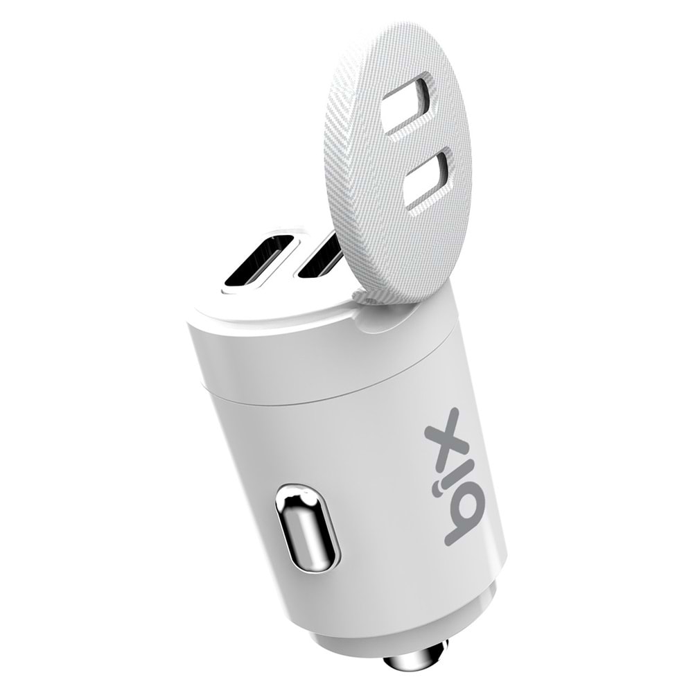 Bix BX-CCP65CC 65W Çift Portlu Type-C Araç Şarj Aleti Apple iPhone & Android & Notebook Mini Araç Içi Şarj Cihazı