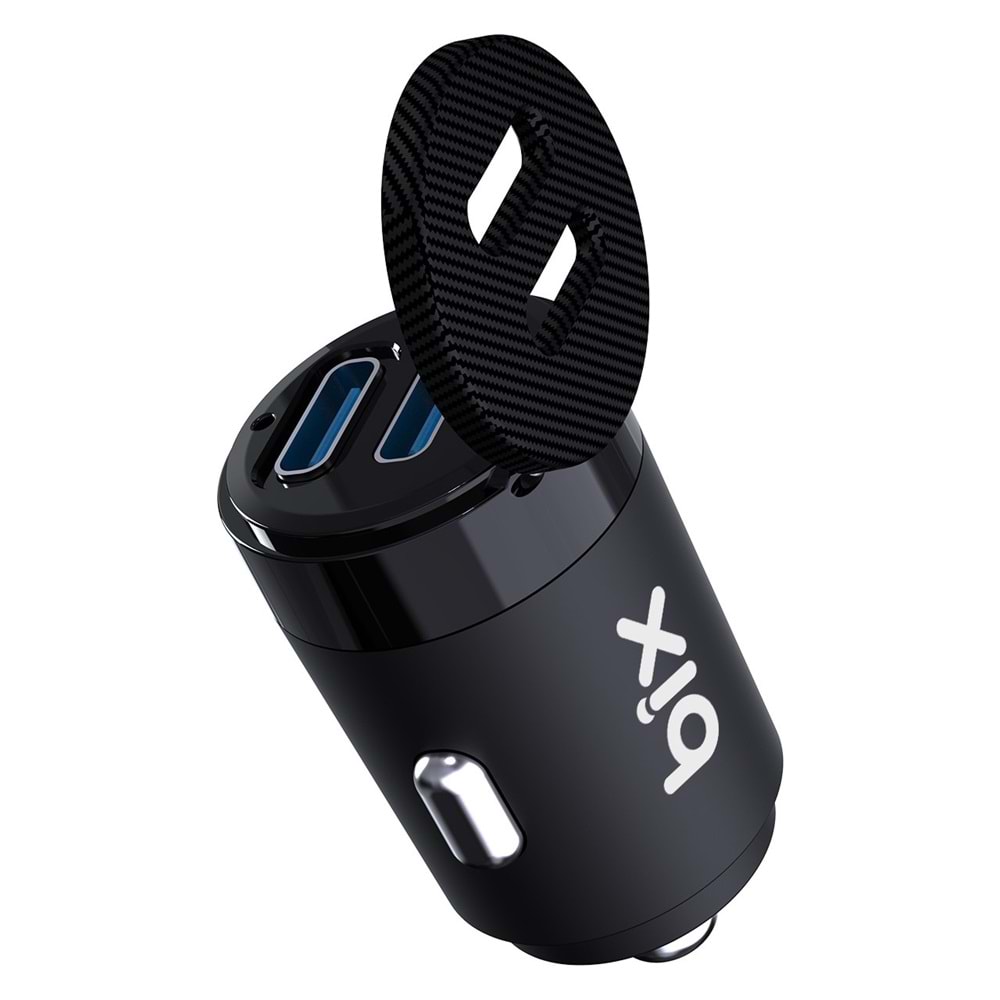 Bix BX-CCP65CC 65W Çift Portlu Type-C Araç Şarj Aleti Apple iPhone & Android & Notebook Mini Araç Içi Şarj Cihazı - S