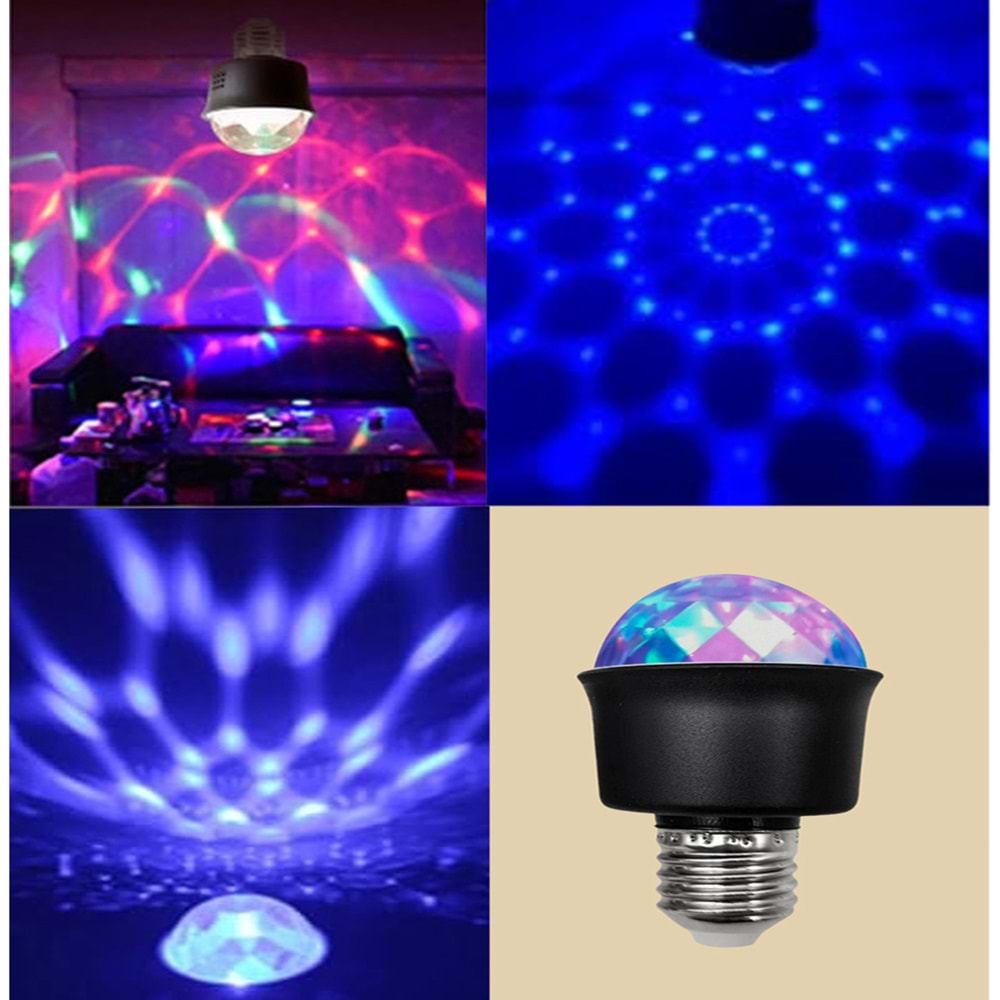 Ledx AL-KXT6882 Mini 360 Derece Led 3.3 Watt E27 Duy Rgb Disko Lamba