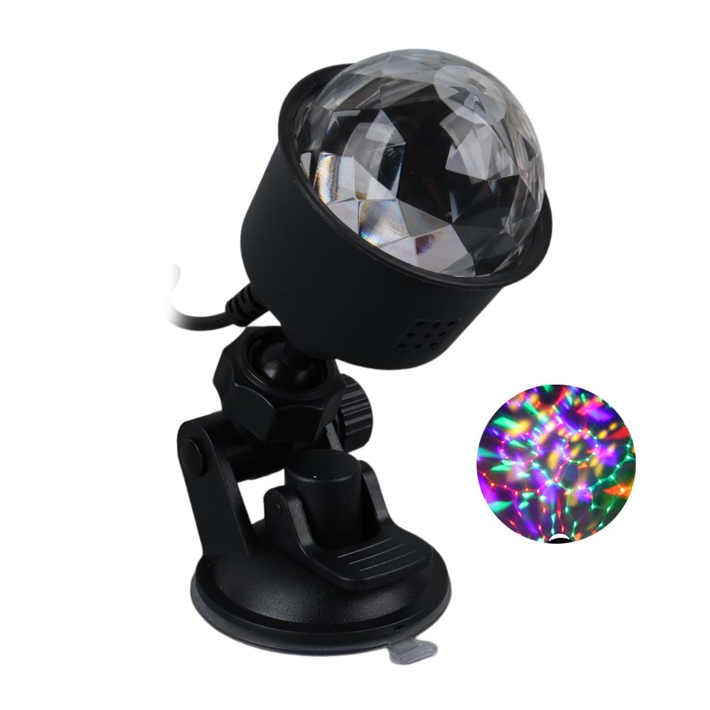 Ledx AL-KX-6889 Projeksiyon Atmosferli Usbli 4 Watt Şarjlı Sihirli Rgb Led Disko Topu