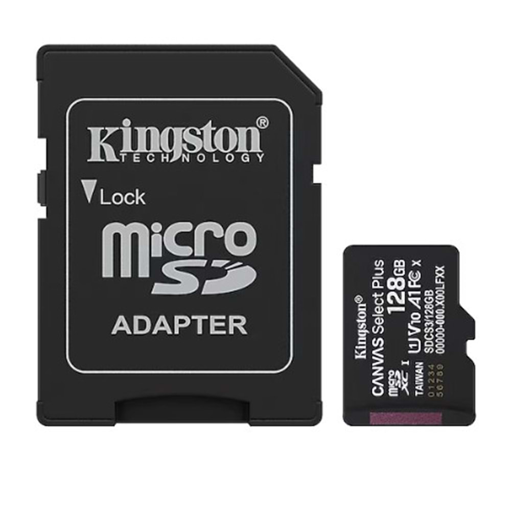 Kingston Canvas Select Plus SDCS3/128GB Class 10 UHS-I U1 A1 V10 128 GB Micro SD Kart