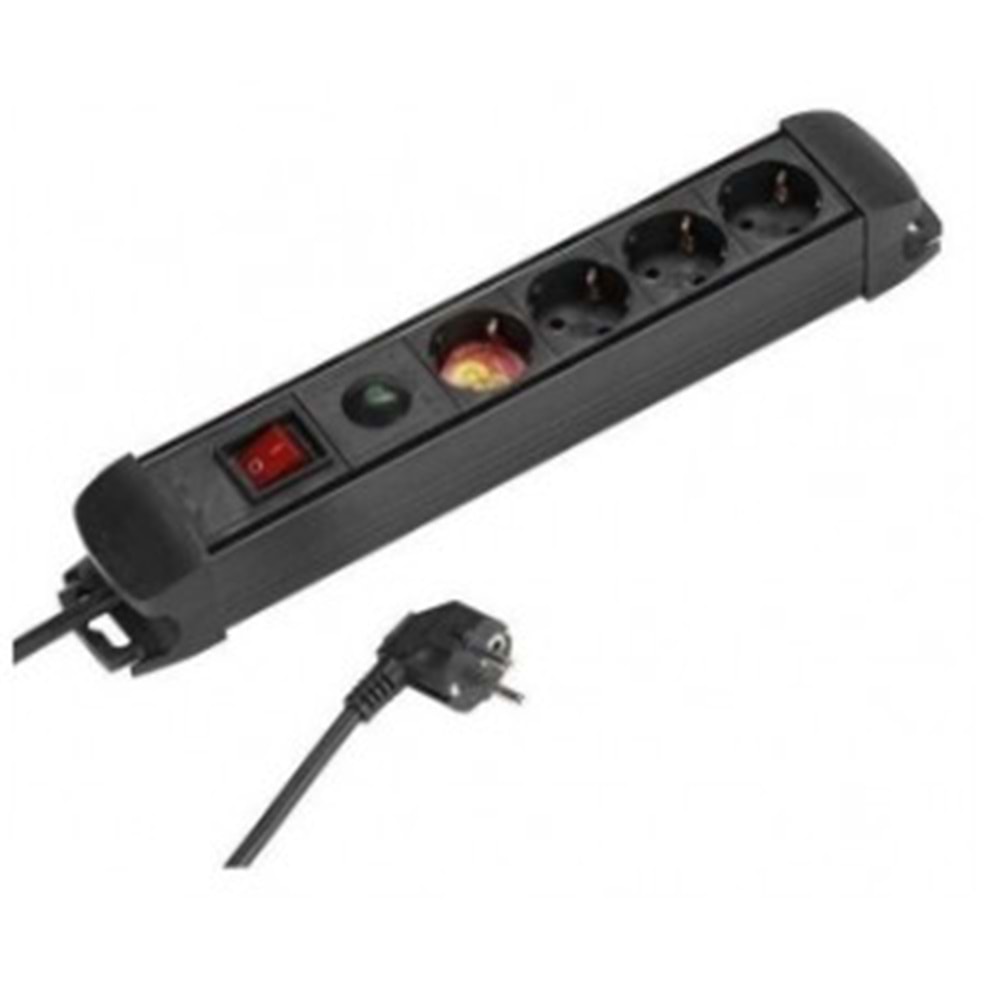 Vivanco 26555 EP 4S 4 Lü Anahtarlı Akım Korumalı Priz