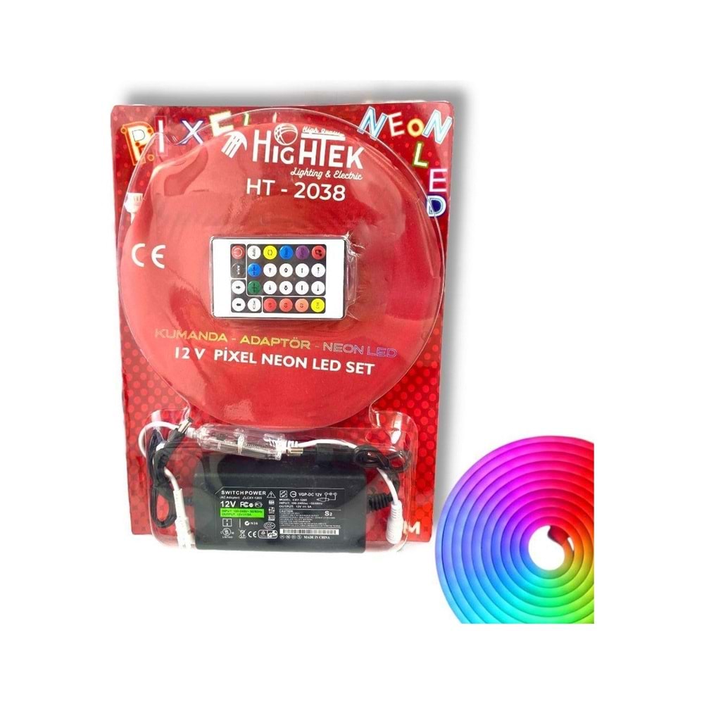 Hightek HT-2038 IP65 12Volt Pixel Neon Led Kumanda Adaptör Set