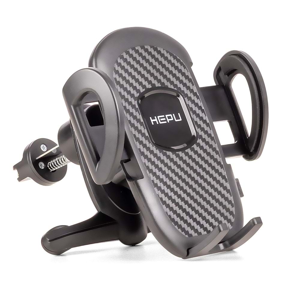Hepu HP-A25 Havalandırma Izgarası Telefon Tutucu – Yaylı Sıkıştırmalı + Karbon Desenli Tasarım