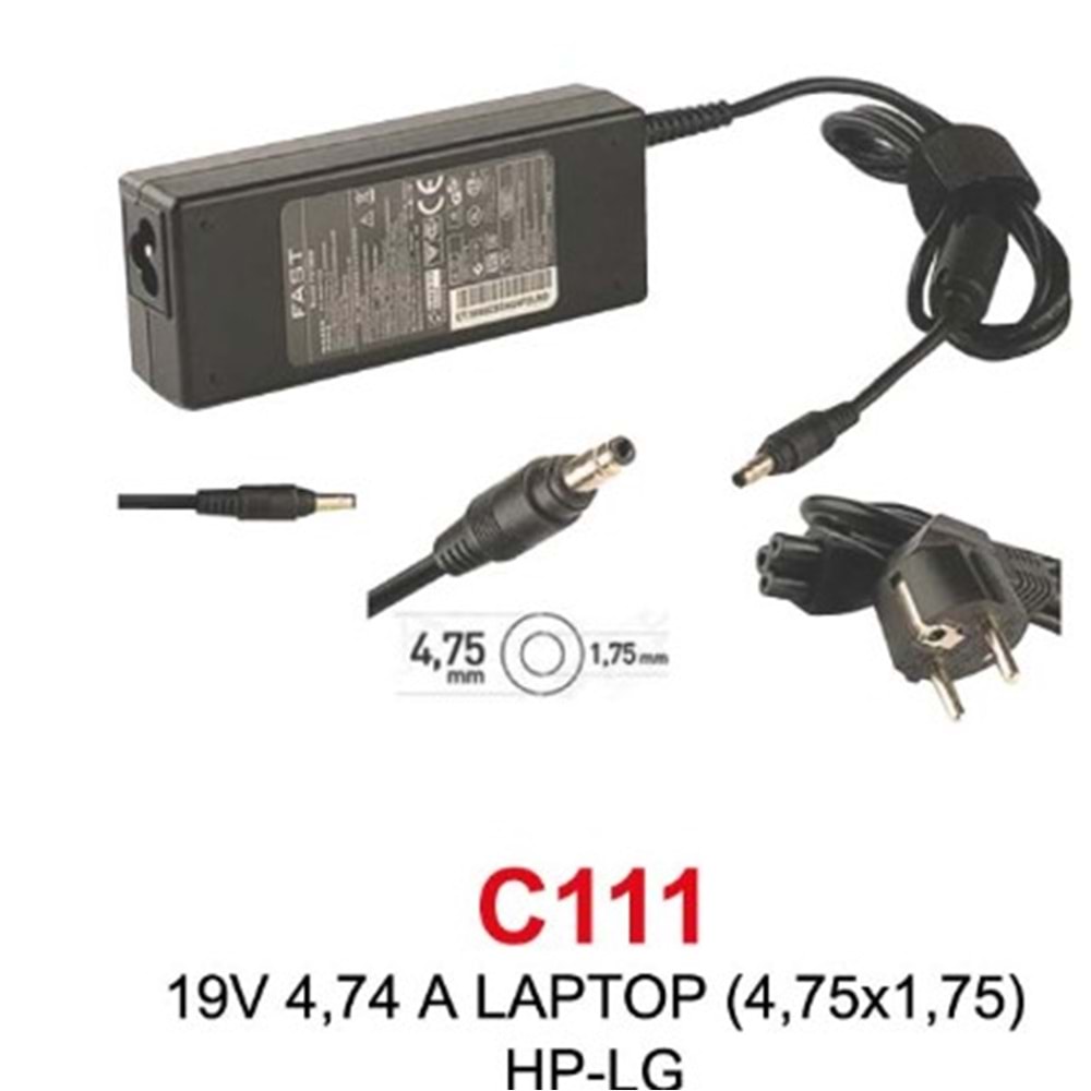 Fast C111 HP LG 19V 4.74A 4.75*1.75 mm Notebook Şarj Adaptörü