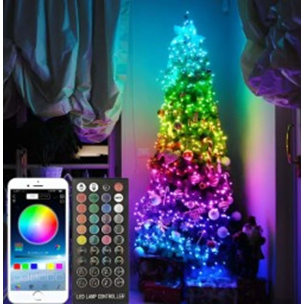 Magicline SNC-206-1 Animasyonlu Bluetooth ve Kumandalı Usb Rgb Yılbaşı Ağacı Süsü -10 Metre