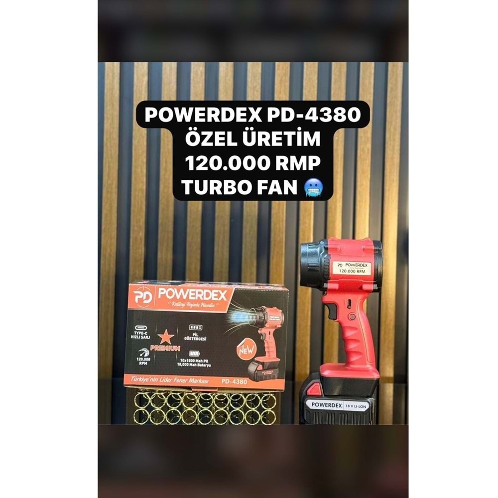 Powerdex PD-4380 120.000 Rpm Turbo Fan | 18V Li-Ion | Süper Güçlü Üfleme Performansı