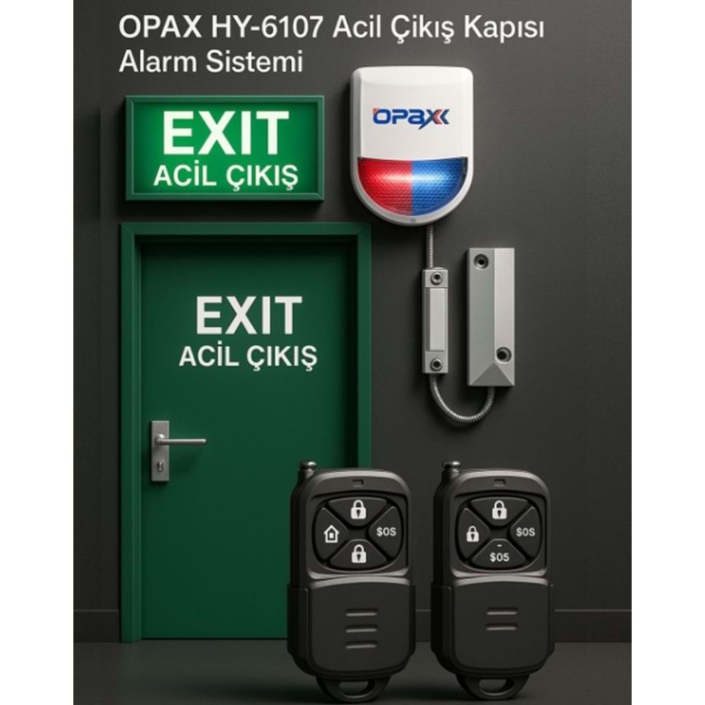 Opax HY-6107 Kablolu & Kablosuz Acil Çıkış Kapısı Alarm Sistemi