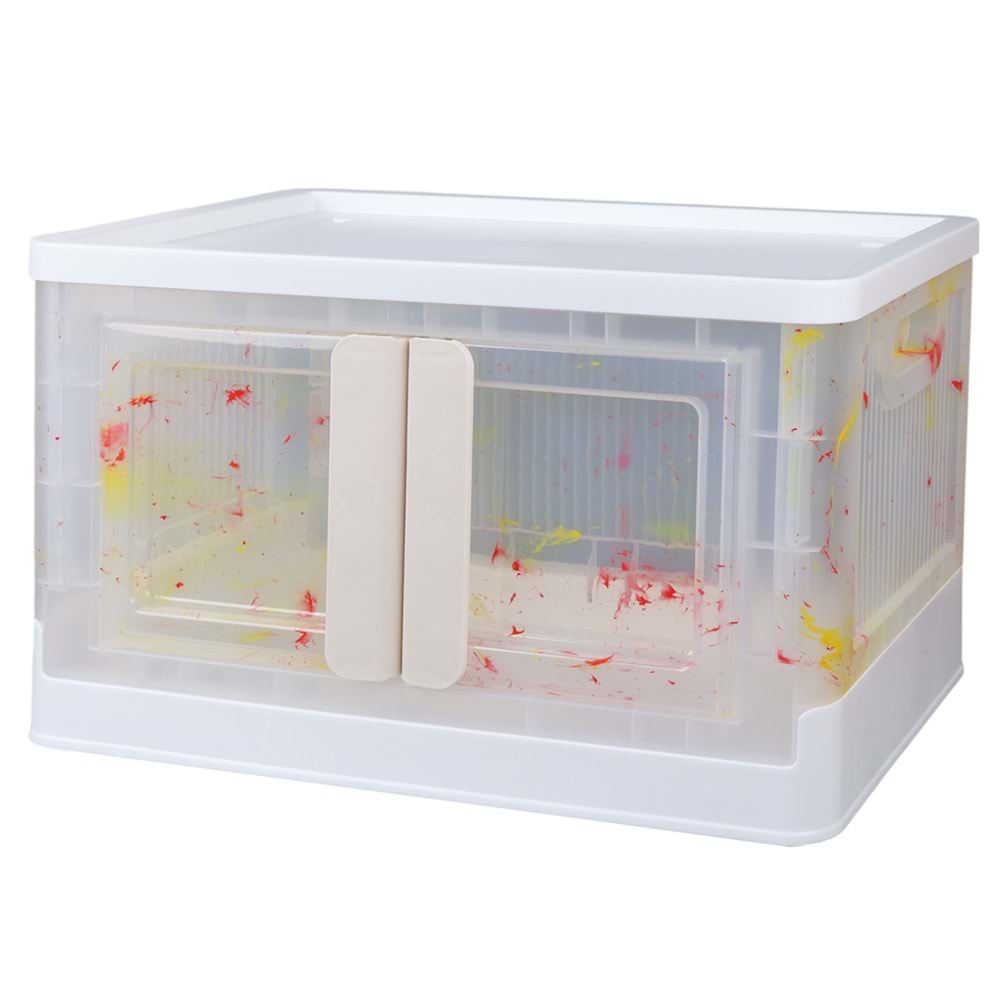 Sunup 25884 32L Katlanabilir Plastik Saklama Kutusu Renkli Kapaklı Tekerlekli 31x49x30cm