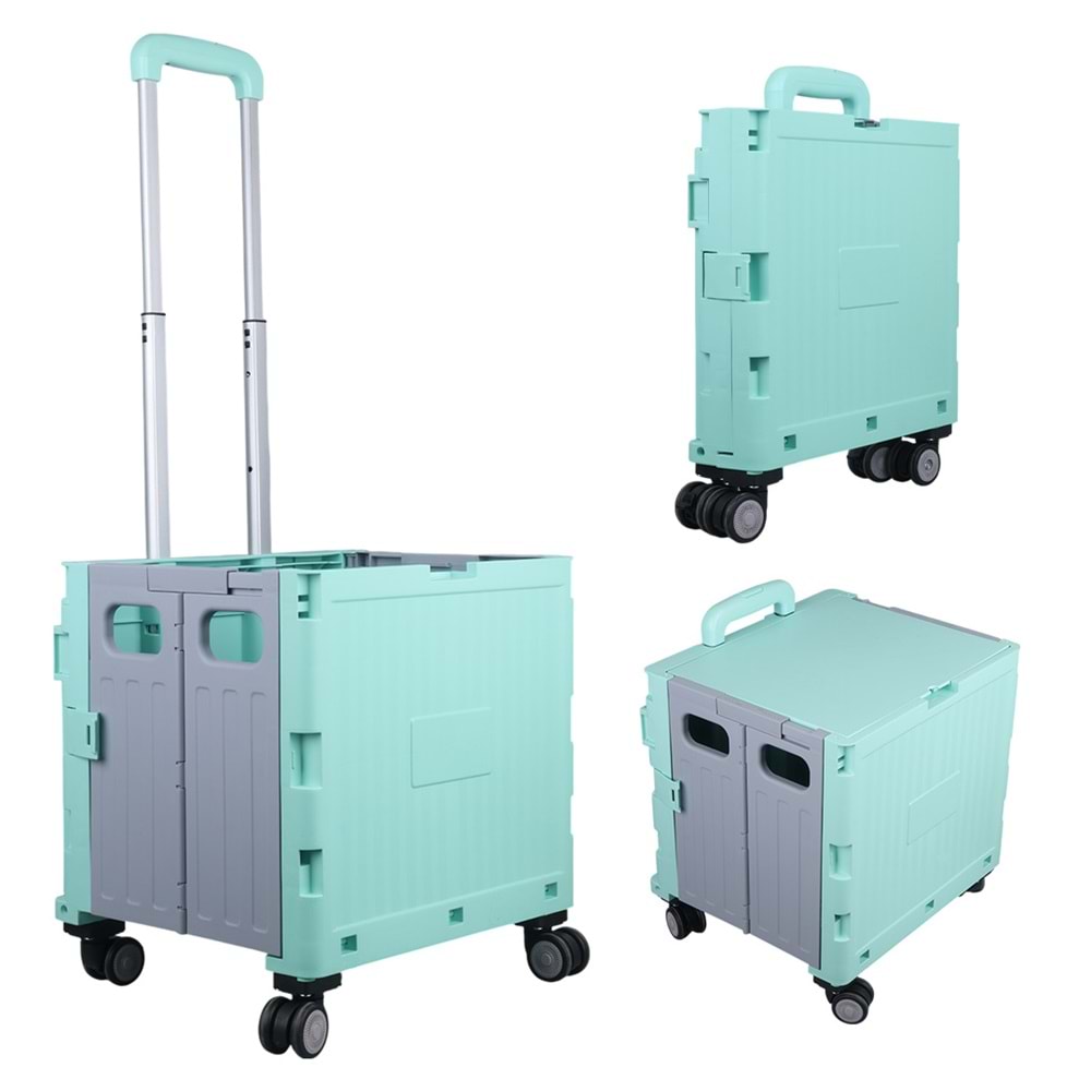 Sunup 26966 Katlanabilir Market Pazar Kamp Tekerlekli Alışveriş Arabası 60KG Kapasiteli