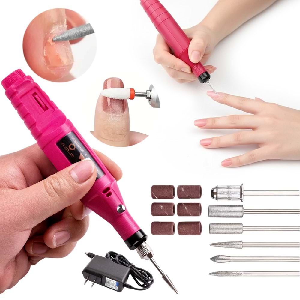 Sunup SN-27091 Hız Ayarlı Tırnak Freze Törpü Manikür Pedikür Seti 6 Başlıklı Elektrikli AC220V