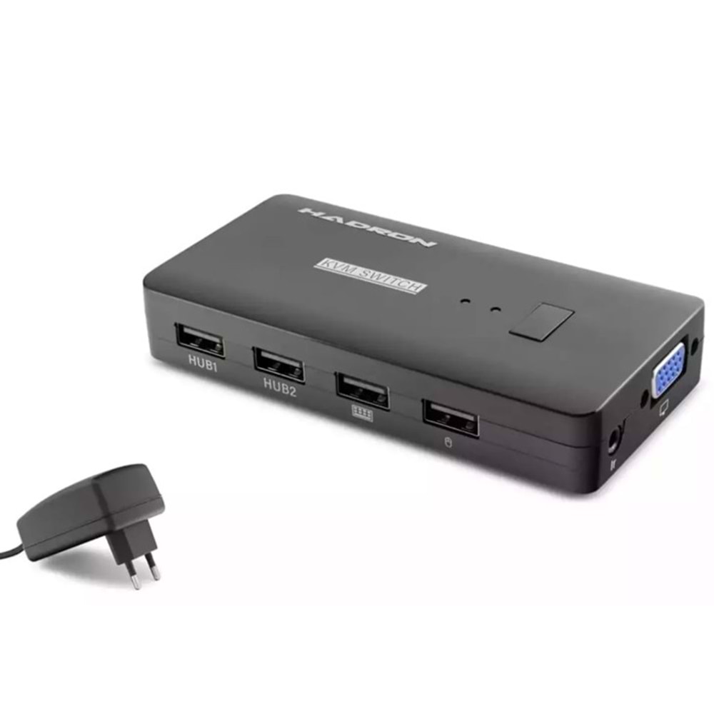 Hadron HDX1374 Vga Kvm Switch 2 Port + 4*Usb Vga Kablolu Siyah