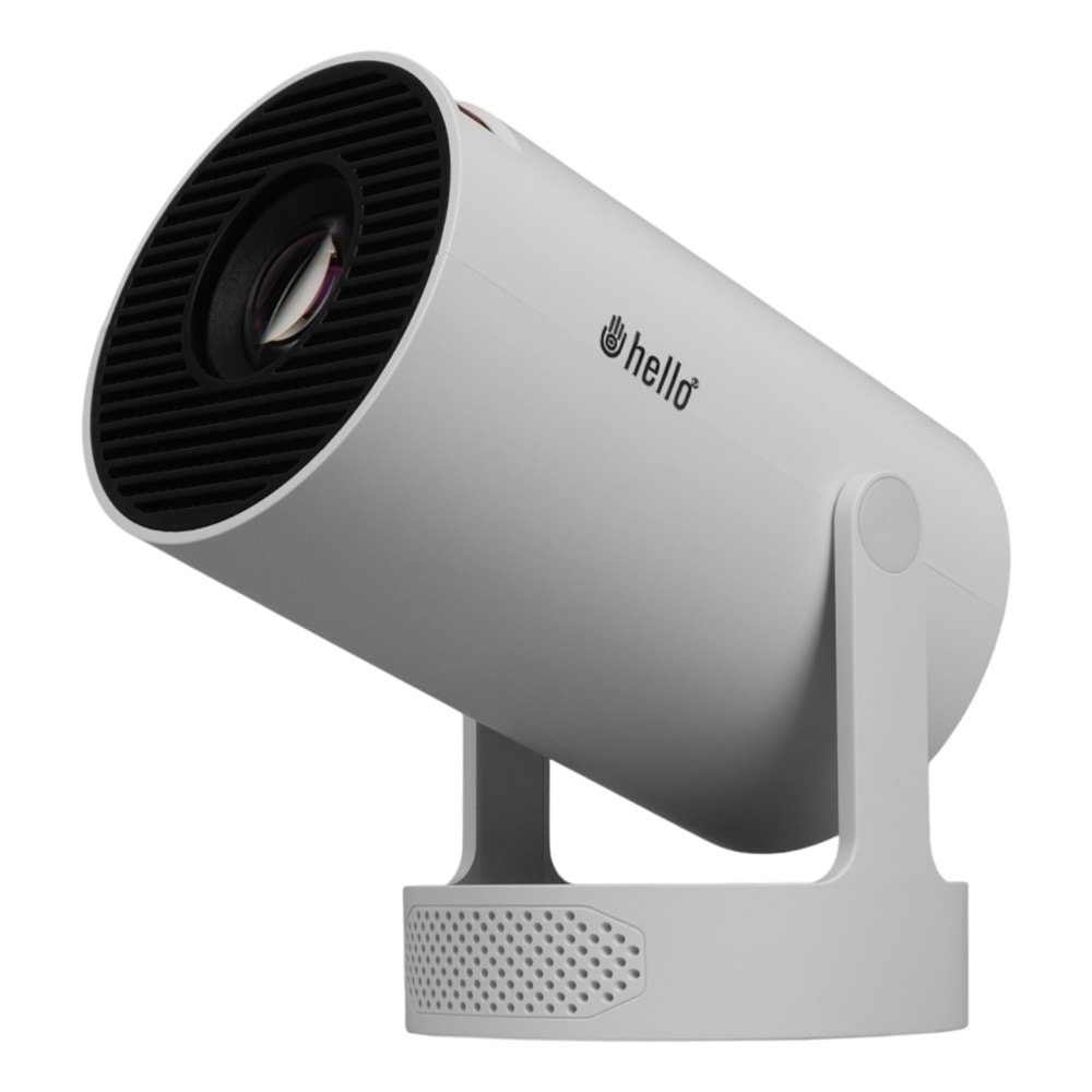 Hello HY300 Beyaz Taşınabilir Sinema Projektörü 1280 * 720P Ev Sineması Bluetooth Android 11 Akıllı Projeksiyon Wifi