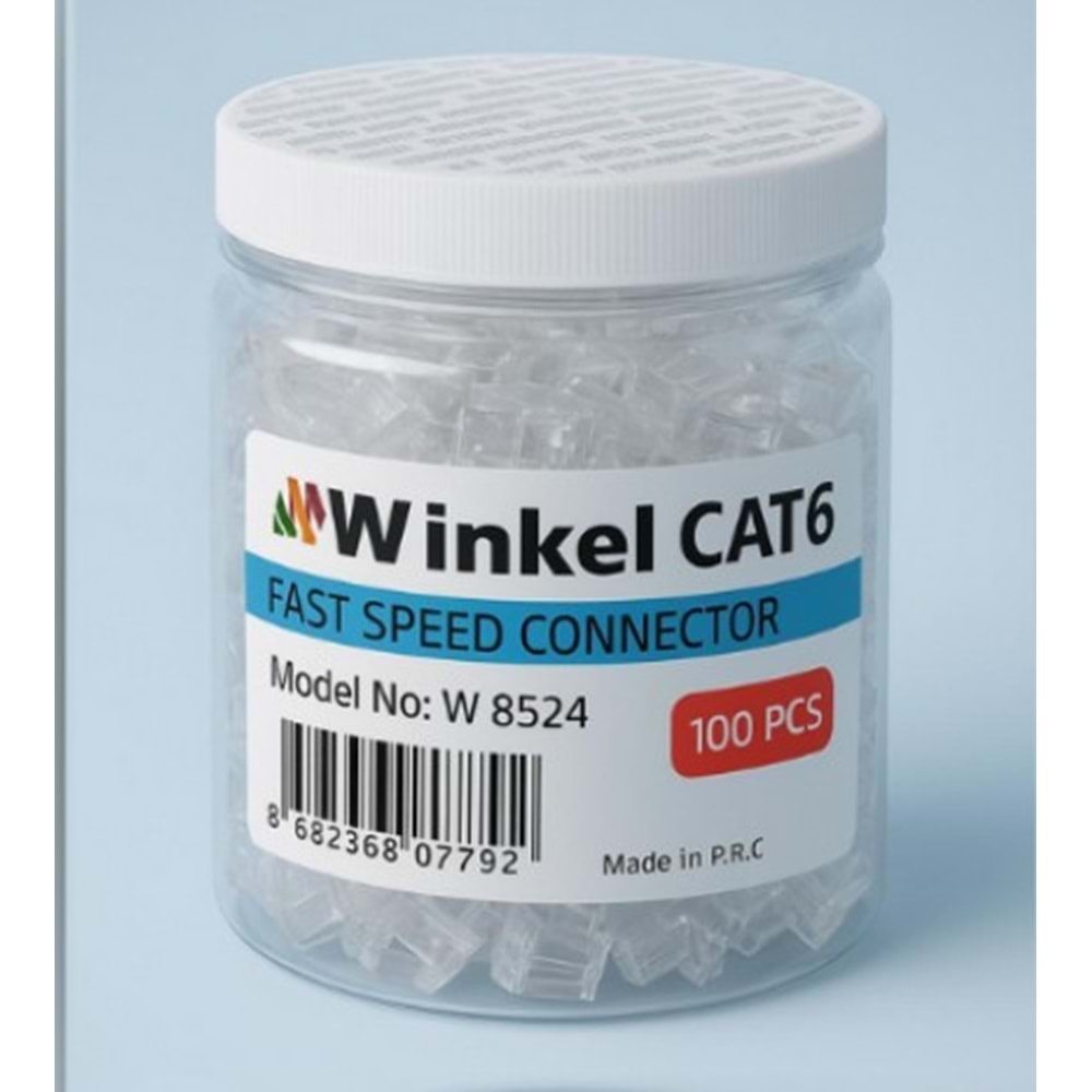Winkel W-8524 RJ45 Cat6 Plug - 100 Lü Paket Halinde