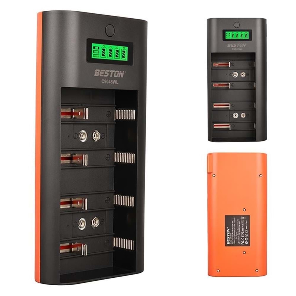 Beston C9046WL AA/AAA/9v/C Boy/D Boy/Ni-Mh/Ni-Cd/ Ekranlı Pil Şarj Cihazı