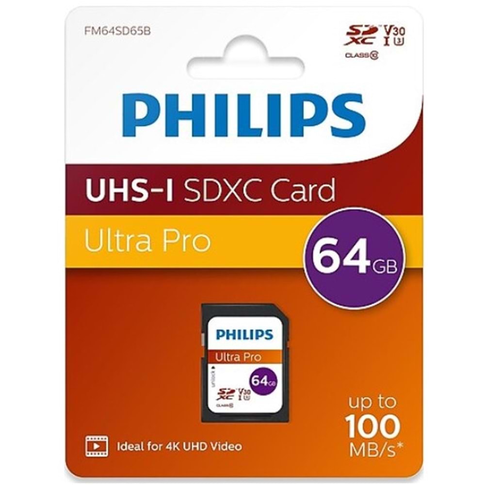 Philips 64GB Micro Sdhc Kart + Sd Adaptör - Class 10 Uhs-I U3