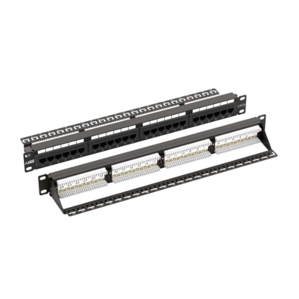 Ager AC-611-24E 8P8C/LSA/Altın Kontak 24 Port Boş 1u Zırhsız Patch Panel