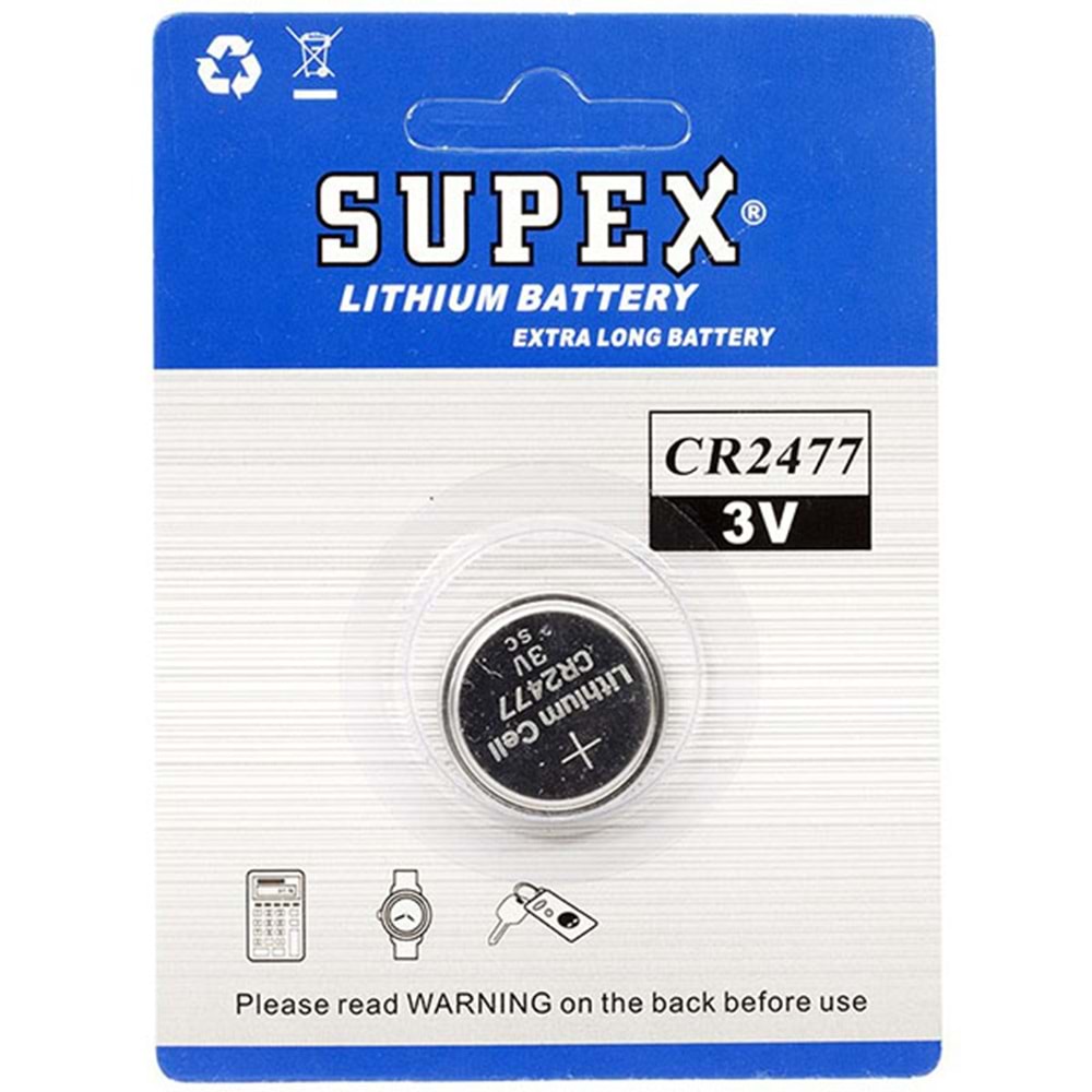 Supex CR2477 3 Volt Lityum Pil Tekli