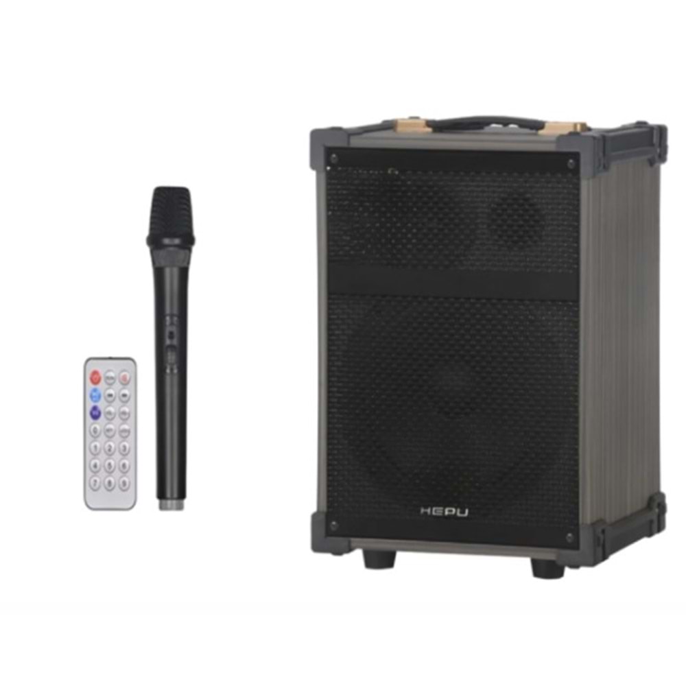 Hepu HP-904 12” Woofer 40W Güç 1 Kablosuz Mikrofon + Kumanda Bass Boost Partybox Bluetooth Hoparlör