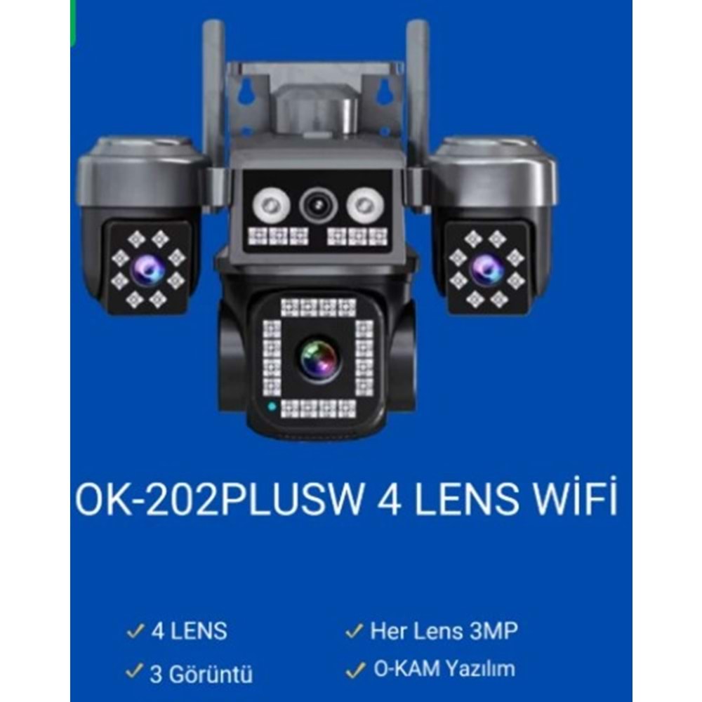 O-KAM Pro OK-202PLUSW 12 MP 4 Lens Wifi Ptz Kamera