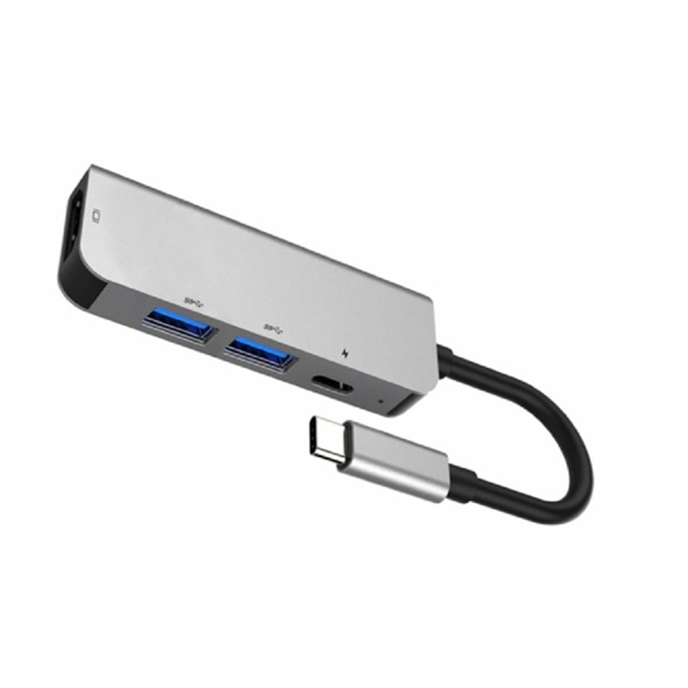 Hepu HP-B19 USB-C Çoklayıcı HUB – 2x USB 3.0 + HDMI + Type-C PD Girişli Alüminyum Gövde