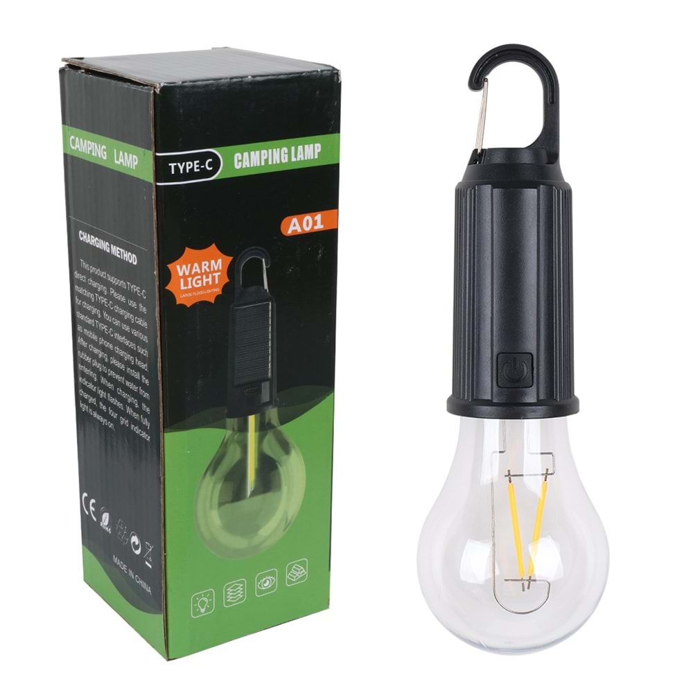 Powermaster PM-26264 Solar Ledli 3 Işık Modlu Amber Kamp Çadır Ampulü