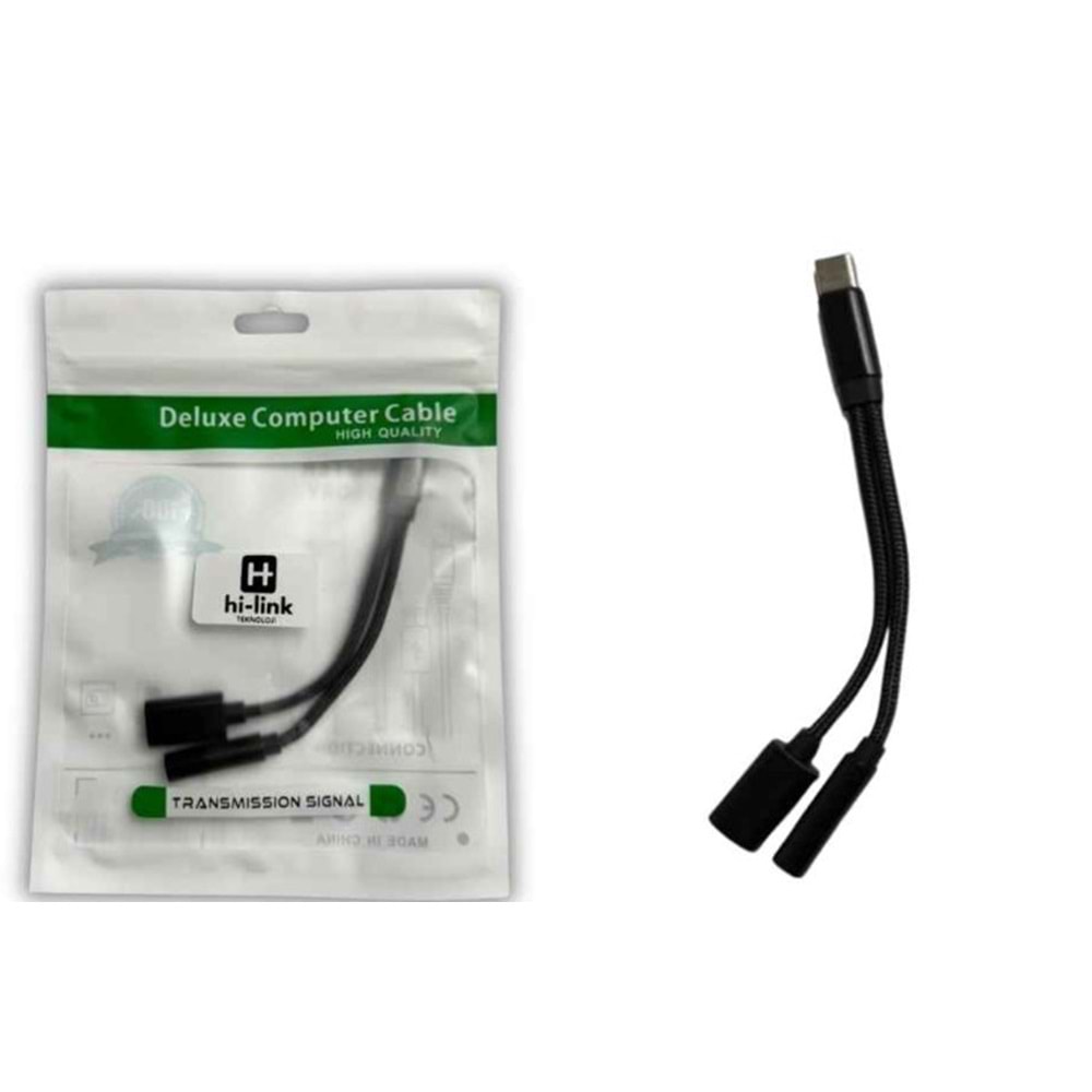 Hi-Link MCC003 Type-C Erkek to Aux+PD Kablo