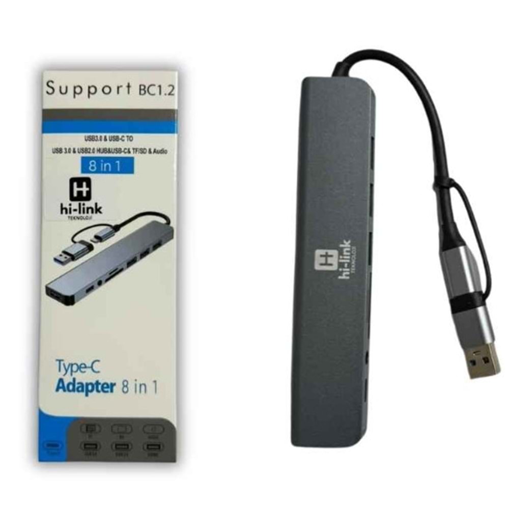Hi-Link MUH038 8 in 1 8 Port Hub Combo Çoğaltıcı