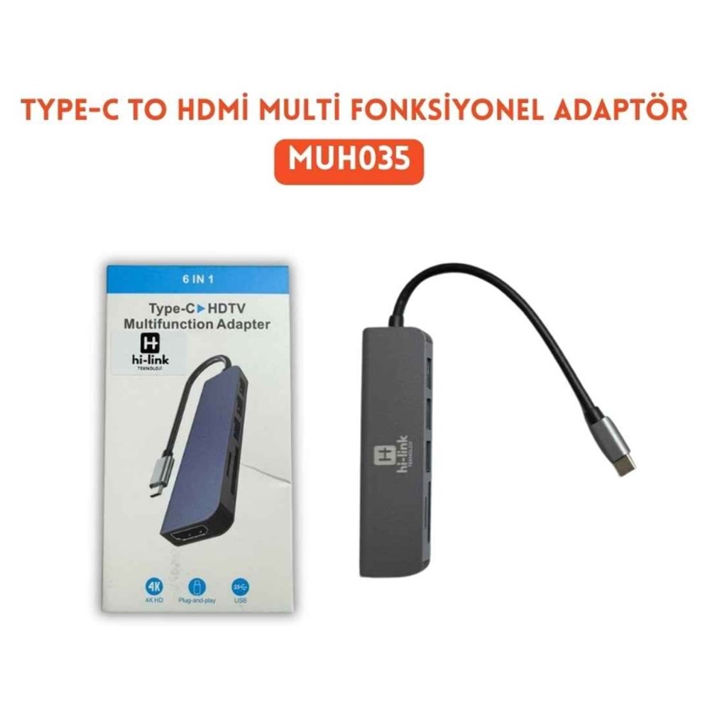 Hi-Link MUH035 TYPE-C to HDMI Hub Combo Çoğaltıcı