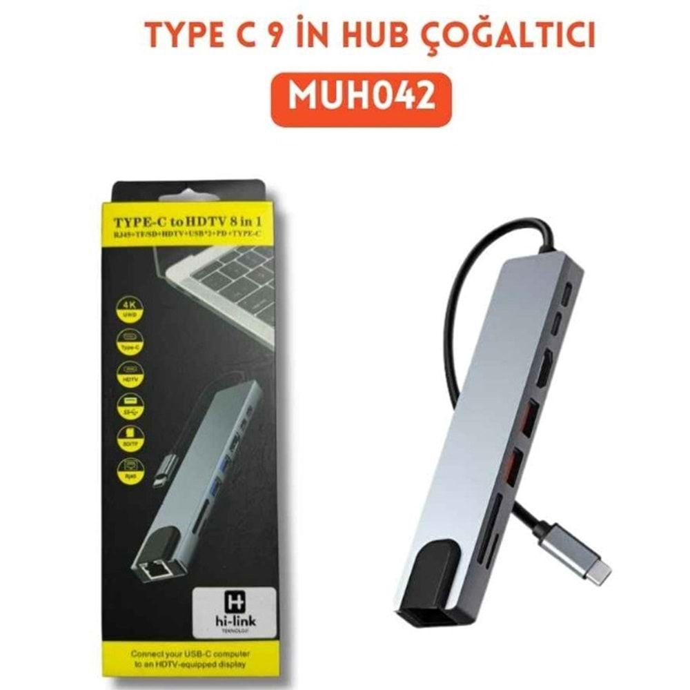 Hi-Link MUH042 9 in 1 9 Port USB Hub Combo Çoğaltıcı