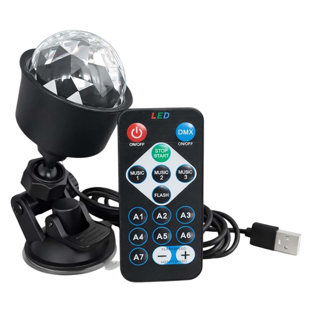 Powermaster PM-37731 RGB LED Hareketli Disko Topu ve Sahne Aydınlatma Lambası Uzaktan Kumandalı