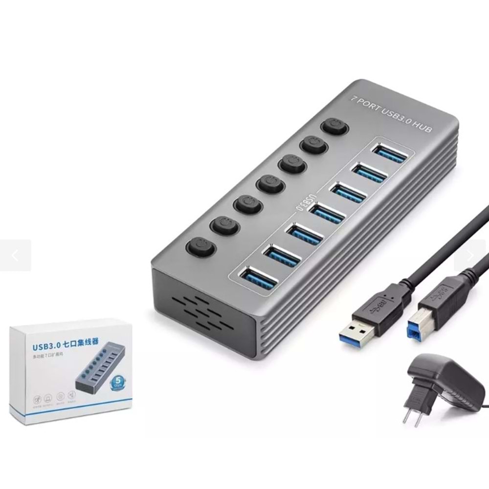 Hadron HDX7047 USB 3.0 Hub Anahtarlı 7 Port 5 Gbps - Gri