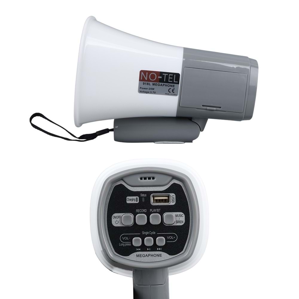 Notel 918L El Tipi Megafon 25W Şarjlı Şarj Edilebilir Megafon